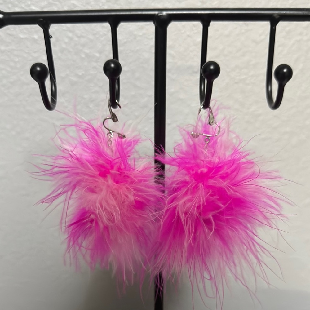 Pink Feather Earrings